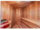 Community sauna features wood paneled walls and benches with electric stone heater at 1 John Anderson Dr # 317, Ormond Beach, FL 32176