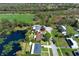 This aerial shot highlights the home and pond, it is adjacent to a soccer field at 2006 Deborah Dr, Orlando, FL 32817