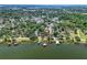 Aerial view of waterfront property with private dock at 2929 Lakeshore Dr, Mount Dora, FL 32757