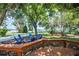 Inviting outdoor seating area with a fire pit, perfect for enjoying the serene waterfront view at 2929 Lakeshore Dr, Mount Dora, FL 32757