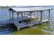 Covered dock by the water with swing seating, providing a relaxing lakeside retreat at 2929 Lakeshore Dr, Mount Dora, FL 32757