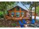 Inviting two-story home with a spacious deck and comfortable outdoor seating around a fire pit at 2929 Lakeshore Dr, Mount Dora, FL 32757
