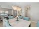 Elegant dining area with modern chandelier and dining table set for six at 34429 Alameda Dr, Sorrento, FL 32776
