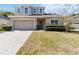 Charming two-story home with well-manicured lawn and a brick driveway at 34429 Alameda Dr, Sorrento, FL 32776
