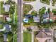 Aerial view showing community with beautiful homes, mature trees and sparkling blue swimming pools at 1040 Waverly Dr, Longwood, FL 32750