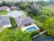 Aerial view of the home, showcasing its pool and the backyard bordering a lush conservation area at 2137 Blackjack Oak St, Ocoee, FL 34761