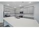 Modern kitchen boasts stainless steel appliances, ample gray cabinets, and a large central island at 5960 Vision Rd, St Cloud, FL 34771