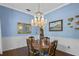 Elegant dining room with a chandelier, decorative wall art, and hardwood floors at 9532 Bay Vista Estates Blvd # 1, Orlando, FL 32836