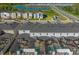 Aerial view of a community showcasing homes with screened-in pools at 2945 Simile St, Kissimmee, FL 34746