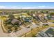 This aerial view showcases a lovely suburban neighborhood with well-kept homes and picturesque pond views nearby at 3304 Kelsey Ln, St Cloud, FL 34772
