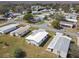 Aerial view showcasing the community's mobile homes, manicured lawns, paved streets, and mature trees at 721 Polo Park Blvd, Davenport, FL 33897