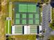 Aerial view of community shuffleboard, pickleball, and tennis courts with parking at 721 Polo Park Blvd, Davenport, FL 33897