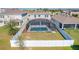 Aerial view of a fenced backyard featuring a screened in pool at 917 Carmillion Ct, Groveland, FL 34736