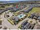 A birds-eye view of the community pool and amenities, surrounded by lush landscaping, clubhouse, and neighborhood homes at 1763 Standing Rock Cir, Oakland, FL 34787