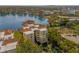 Picturesque aerial view of condo complex showcasing waterfront location and nearby city views at 206 Quayside Cir # 404, Maitland, FL 32751