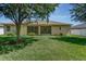 Expansive backyard features a well-maintained lawn and a screened lanai at 619 Meadow Sage Dr, Deland, FL 32724