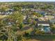An aerial shot showcases a home and its surrounding neighborhood with mature landscaping and a private pool at 6209 Beaumont Ave, Orlando, FL 32808
