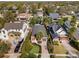 Aerial view of a neighborhood showcasing well-manicured lawns and mature trees on a sunny day at 1585 Chestnut Ave, Winter Park, FL 32789