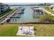 Scenic backyard setup with chairs and table, overlooking boat docks and tranquil waterfront at 2100 N Peninsula Ave # 1020, New Smyrna Beach, FL 32169