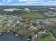 Expansive aerial view of a lakeside neighborhood with well-maintained homes and lush greenery at 4200 Bear Gully Rd, Winter Park, FL 32792