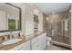 Bathroom featuring a modern vanity with double sinks and a walk-in shower at 421 E Gore St, Orlando, FL 32806