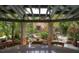 Covered outdoor dining and entertaining area overlooking the backyard pool at 9291 Point Cypress Dr, Orlando, FL 32836