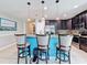 Kitchen island with granite countertops, stainless steel appliances and three pendant lights at 123 Vitoria Rd, Davenport, FL 33837