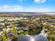 Scenic aerial view of a lakeside community with lush greenery and charming residential homes at 5219 Hammock Cir, St Cloud, FL 34771