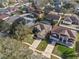 Aerial view of the property, featuring a well-maintained landscape, a screened pool, and a private backyard at 644 Strihal Loop, Oakland, FL 34787