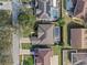 Overhead aerial shot shows property with pool, and a mature landscape in a neighborhood at 644 Strihal Loop, Oakland, FL 34787