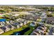 An aerial view captures the community with a pool, pond, and well-maintained lawns at 696 Orange Belt Loop, Winter Garden, FL 34787