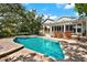 Swimming pool with brick-paver surround with view of the back of the house and backyard at 7496 Lake Marsha Dr, Orlando, FL 32819