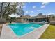 Backyard pool with concrete deck, screened-in lanai, and well-maintained landscaping at 104 E Cottesmore Cir, Longwood, FL 32779