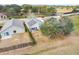 Aerial view of a home with solar panels on the roof in a desirable neighborhood at 1047 Bluegrass Dr, Groveland, FL 34736