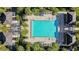 Aerial view of the pristine community pool with lounge seating and cabanas at 10509 Belfry Cir, Orlando, FL 32832