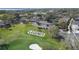 Aerial view of the Legends community entrance sign, parking area, and golf course at 3819 Breckinridge Ln, Clermont, FL 34711