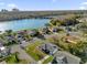 Scenic aerial view of homes in a lakeside community featuring manicured lawns and mature trees on a sunny day at 4804 Laddie Ct, Orlando, FL 32821