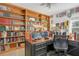 Spacious home office with custom wood bookcases and built in wood desk at 154 Desiree Aurora St, Winter Garden, FL 34787