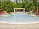 Resort-style pool with waterfall feature, lush landscaping, and comfortable seating area at 8141 Roseville Blvd, Davenport, FL 33896