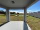 Covered patio with view of green space and pond at 1758 Tree Shade Dr, Davenport, FL 33837