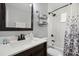 Bathroom with a vanity, mirror, and bathtub with shower at 3151 Britannia Blvd # A, Kissimmee, FL 34747