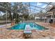 Enclosed pool area with diving board, stone patio, waterfall feature and screened enclosure at 37224 Apiary Rd, Grand Island, FL 32735