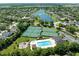 Aerial view of community recreational facilities featuring tennis courts and a pool at 418 Laurenburg Ln, Ocoee, FL 34761