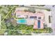 Aerial view of the property showcasing its sprawling layout, lush landscaping, and private pool at 135 James Pl, Maitland, FL 32751