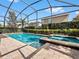 Inviting screened-in pool and spa area with brick pavers, perfect for relaxation and outdoor enjoyment at 431 Novi Path, Kissimmee, FL 34747