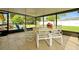 Screened-in patio featuring an outdoor dining set, perfect for enjoying the serene backyard view at 9236 Baton Rouge Dr, Orlando, FL 32818