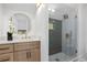 Modern bathroom featuring a glass enclosed shower, stylish fixtures and a vanity at 137 Stevens Ave, Chuluota, FL 32766