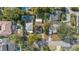 The aerial view shows a property next to neighbors with pools, surrounded by lots of mature trees at 1410 Osceola Ct, Orlando, FL 32806