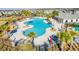 Aerial view of the community pool featuring lounge chairs, umbrellas, and palm trees at 17846 Adrift Rd, Winter Garden, FL 34787