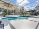 Screened pool area with bright patio, complete with umbrellas and outdoor furniture for stylish relaxation at 5150 Banana Point Dr, Okahumpka, FL 34762